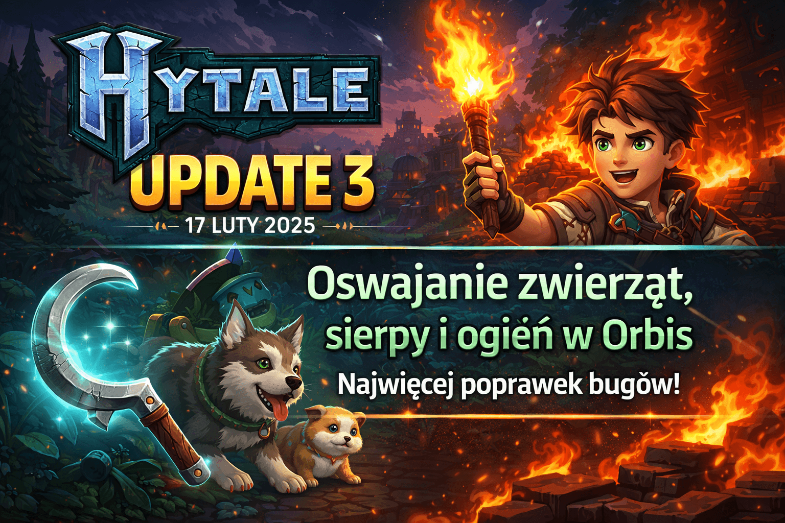 Hytale Update 3 - oswajanie zwierząt, sierpy i ogień w Orbis